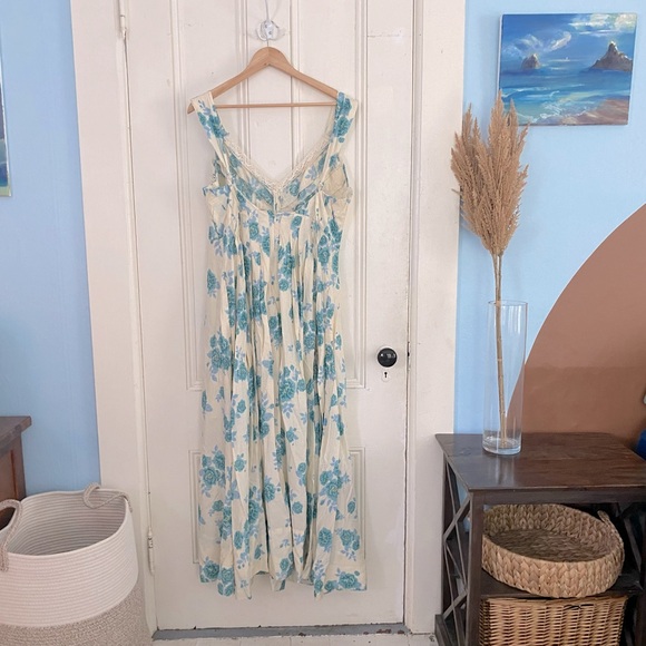 Free People | Pleated Blue Floral Dress - Picture 7 of 7